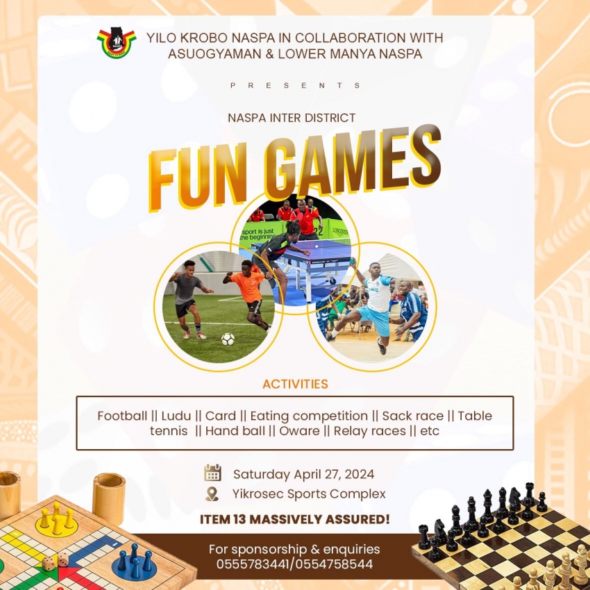 NASPA Inter District Fun Games set for Saturday April 27 at Yikrosec Sports Complex